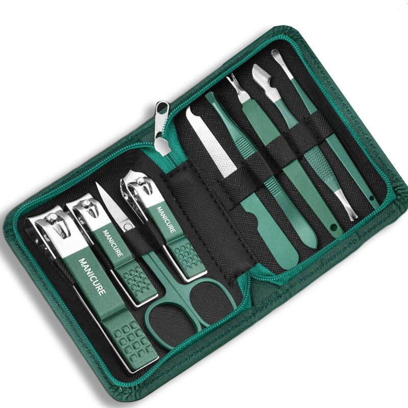 Kit para el cuidado de las uñas, juego de manicura y pedicura de acero inoxidable, cortaúñas con estuche de viaje, 7/10/12/18 piezas: Rosa