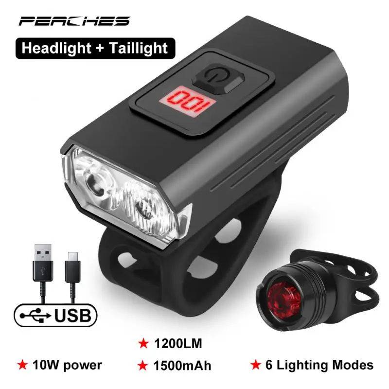 Linterna de ciclismo para bicicleta, luces para bicicleta, luz LED frontal y trasera recargable, iluminación para bicicleta de montaña: Azul marino
