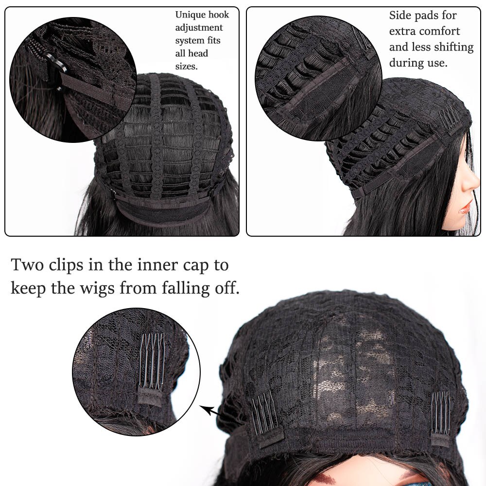 Stamped Glorious-peluca larga de 24 pulgadas para mujeres negras, pelo de fibra resistente al calor, con ondas al agua y parte media