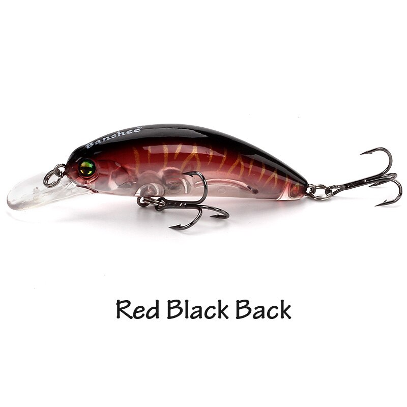 Banshee 65mm 9.3g GO-CM003 Trout Perch Fishing Lure Floating Wobbler Artificial Bait Shallow Diving Crank Minnow Crankbaits sea: Red Black Back