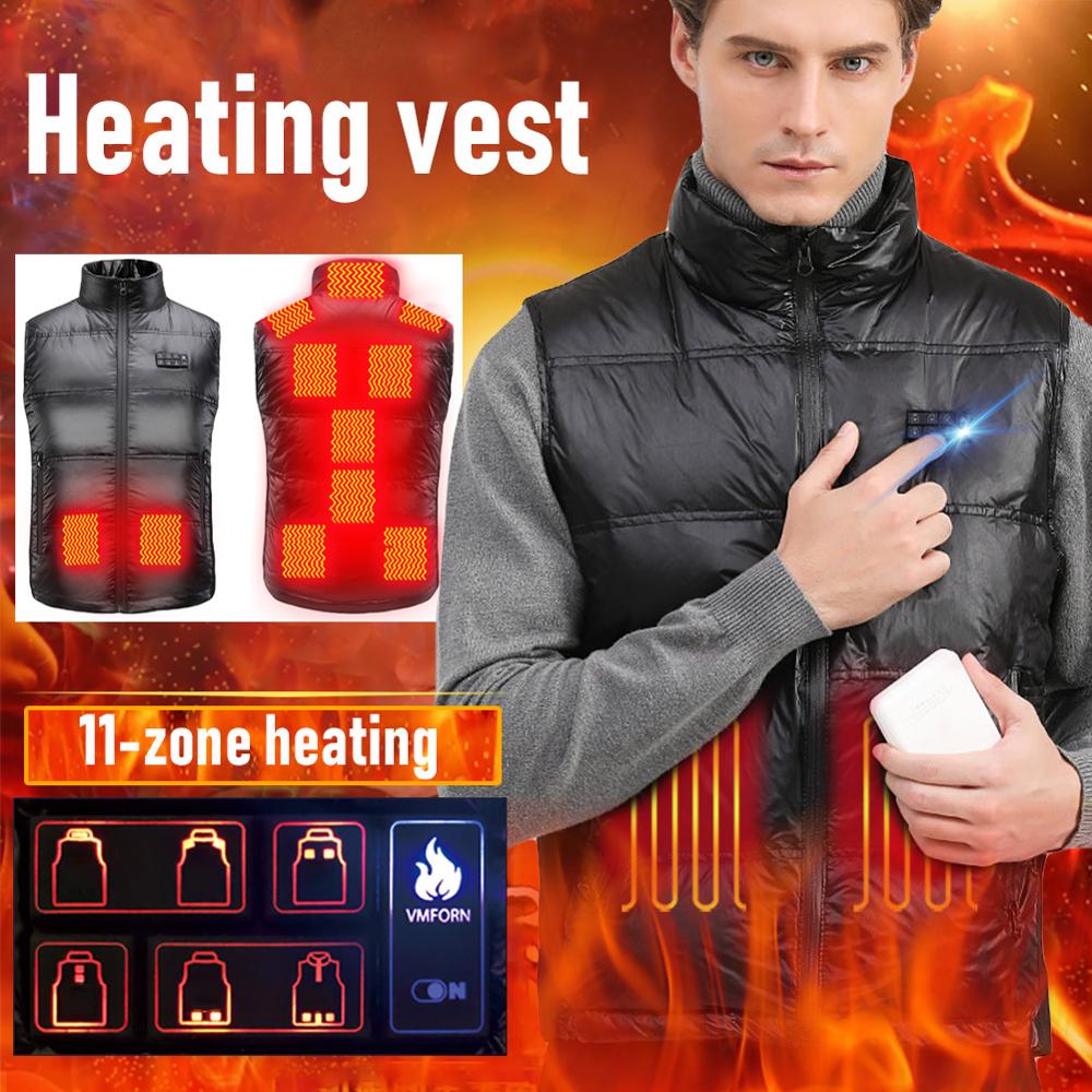 Heating Vest 11 Areas Heater 3 Intelligent Temperature Control USB Infrared Heated Vest jacket Electric for Men Women Sports C: for men / 4XL