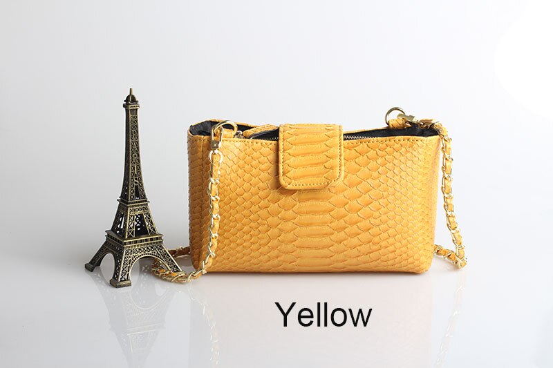 XMESSUN Mode Handtas Reliëf Python Lederen Schoudertas Cross-body Bag Lady Handtas Pouch Trendy Tas: Yellow