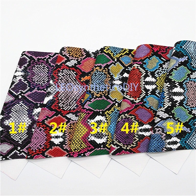 1PC 21X29CM Python Faux Leather Fabric, Synthetic Leather Fabric Leather Sheets For Making Bows LEOsyntheticoDIY T257A