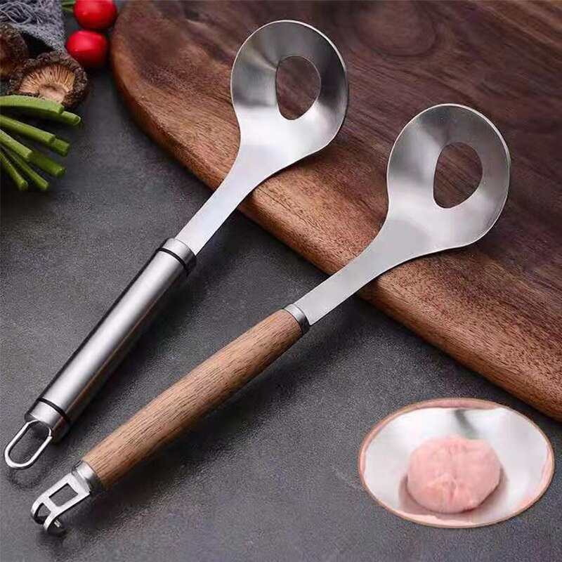 Köttbulle sked kök squeeze produktion köttbulle gadget 304 rostfritt stål hem manuell köttbulle sked