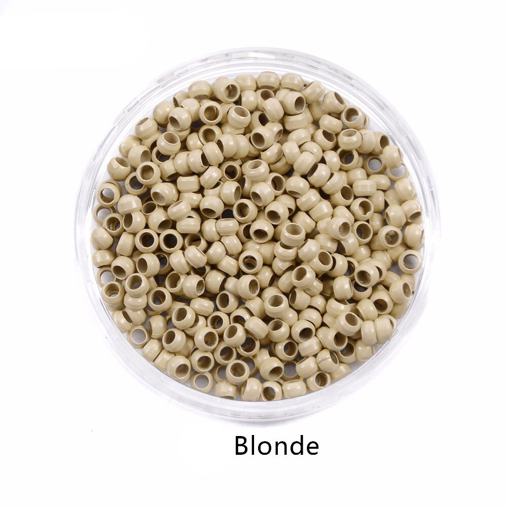 1000 pièces/bouteille Micro Nano anneaux 2.5mm liens perles Silicone matériel adapté pour Extensions de cheveux sans bavure: Blonde
