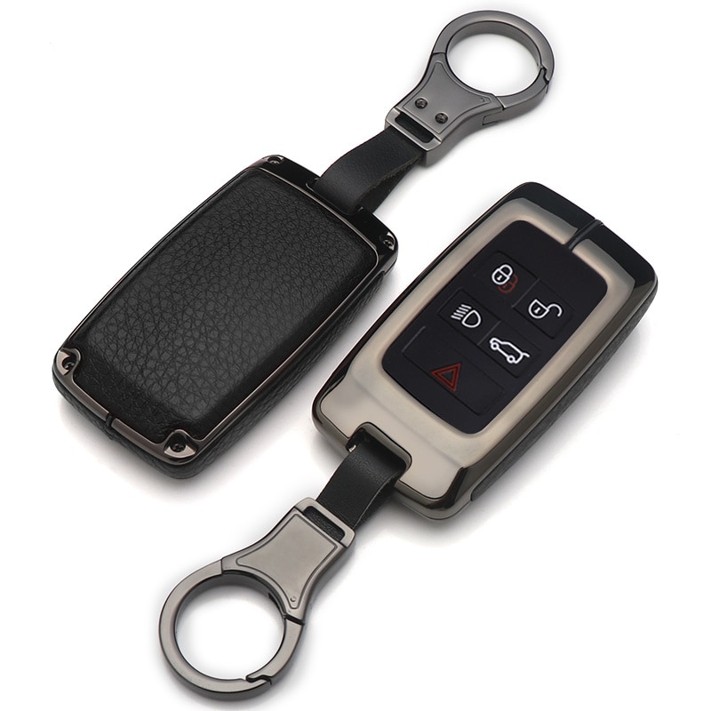 Zinc Alloy Leather Car Key Case Cover Holder with Keychain For Land Rover Range Rover Discovery 5 Sport Car Accessorie