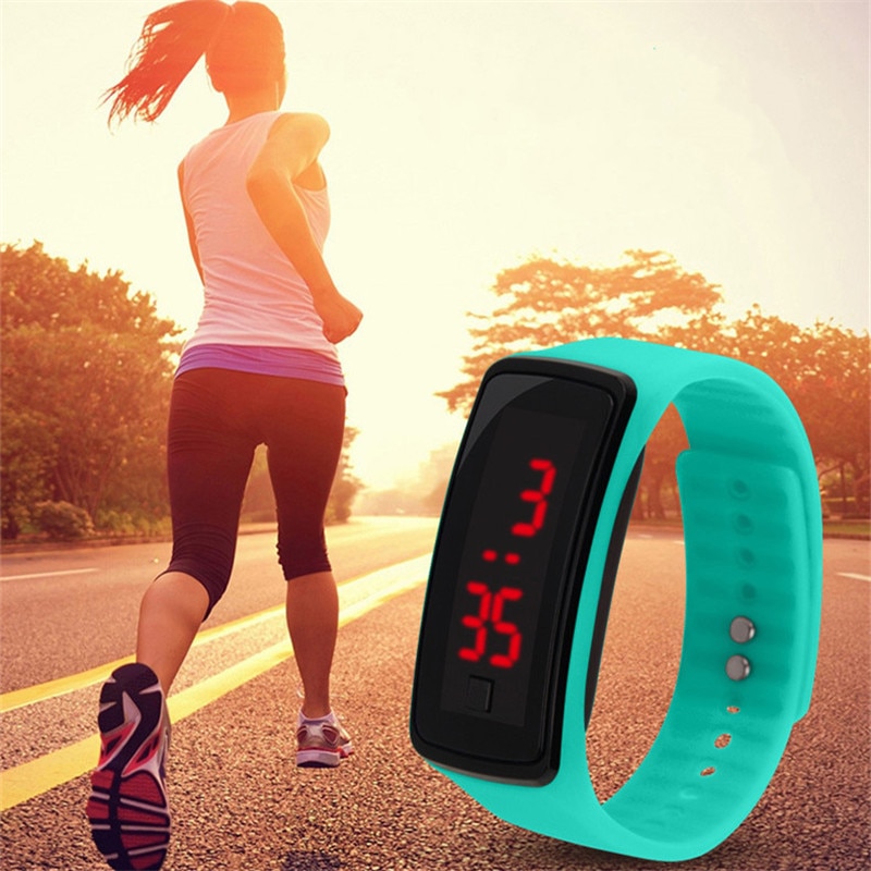 Reloj Digital deportivo LED para mujer, de silicona, resistente al agua, para Fitness, para correr