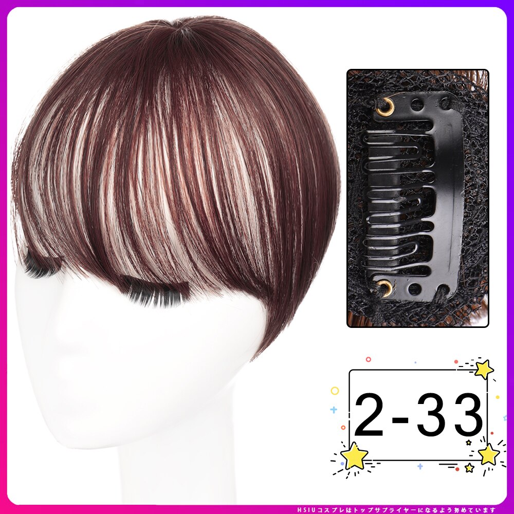 Allaosify Pony Haar 3D Koreaanse Pony En Franse Stijl Pony Met Bb Clip Synthetische Hoge Temperatuur Vezels 4 Kleuren Voor kiezen: AL12-2-33
