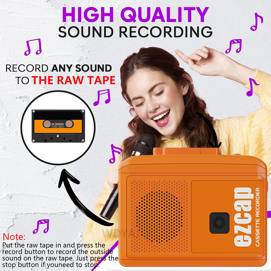 Portable Cassette Recorder USB Cassette Tape Player Cassette to MP3 Converter Cassette Recorder Built-in Microphone & Speaker