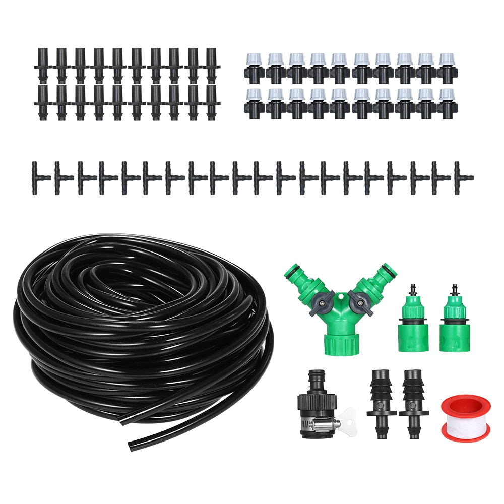 Garden Irrigation Spray 25m pipe 30 drippers Automatic Drip Irrigation System Watering Irrigation with Atomizing Nozzle Dripper