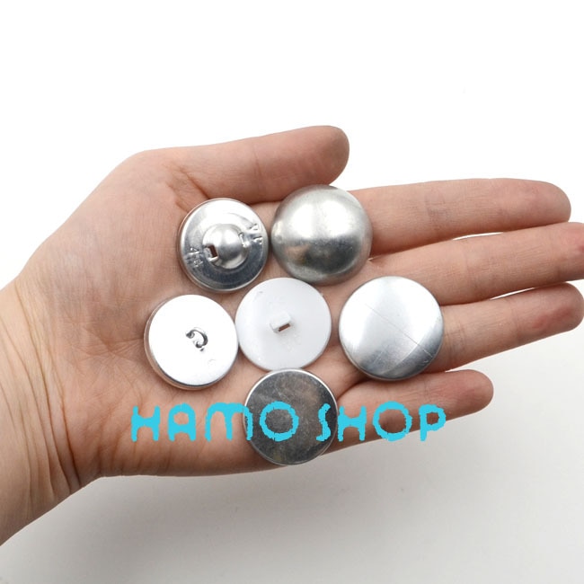 50 sets/partij #44 Brood Vorm Aluminium Ronde Stof Bedekt Doek Knop Cover Metalen Platte Terug