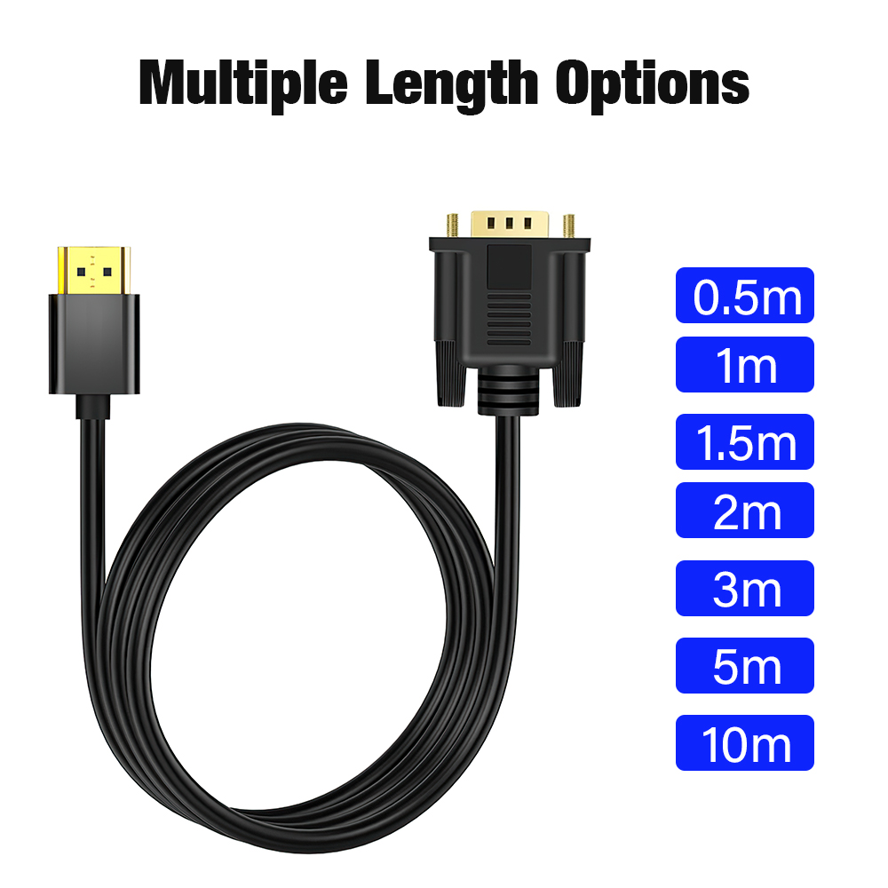 Gold Plated HDMI to VGA Adapter Connecto Line Converter Cable FHD 1080P For Desktop Laptop PC TV Monitor Projector Long 1M 2M 3M