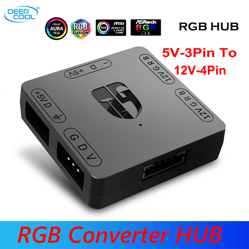 Deepcool Rgb Converter 5V Tot 12V Rgb Transfer Hub Sata Interface Magneet Installatie Voor Rgb 3PIN M/B Asus Gigabyte En Ms