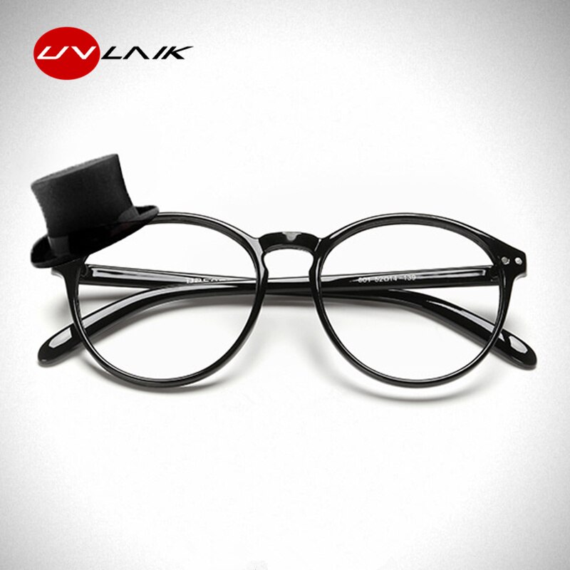 UVLAIK-Montura de lentes ópticos transparentes para hombre y mujer, anteojos redondos Retro hechos a mano, con lentes transparentes circulares