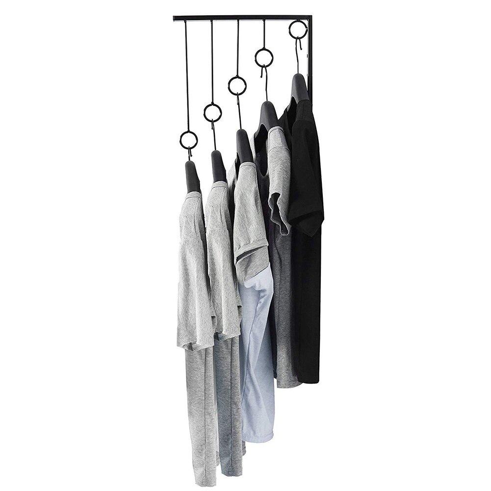 Wall Mounted Garment Racks 5 Ring Hanger Clothing Organizers Clothing Display Stand HG99