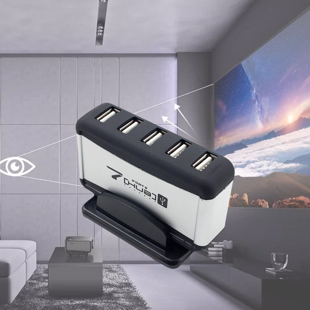 Vertical 7 ports Hub Distributor USB Hub with Base Power Supply External Splitter 480Mbps Plug Play Not Suit Mac OS X