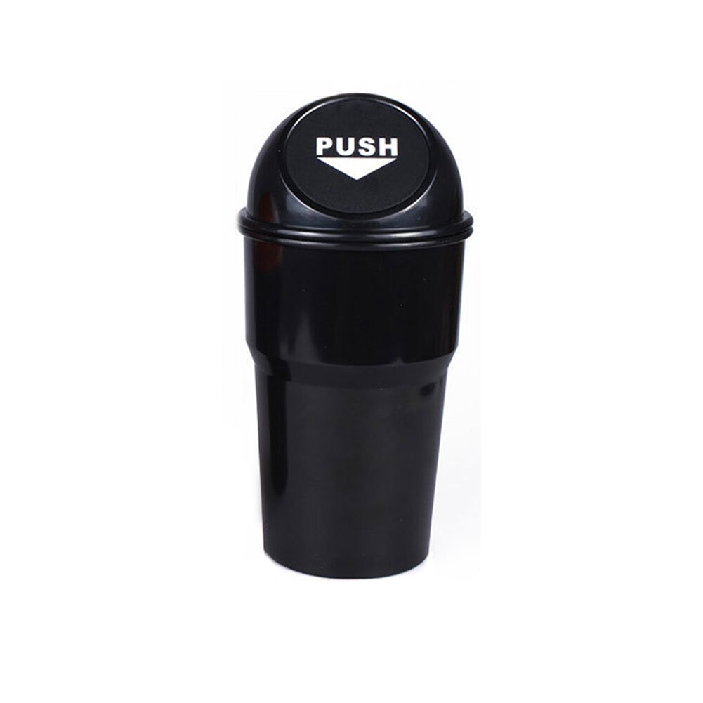 Portable Mini Car Garbage Bin Rubbish Trash Can Plastic Storage Box Organizer: black
