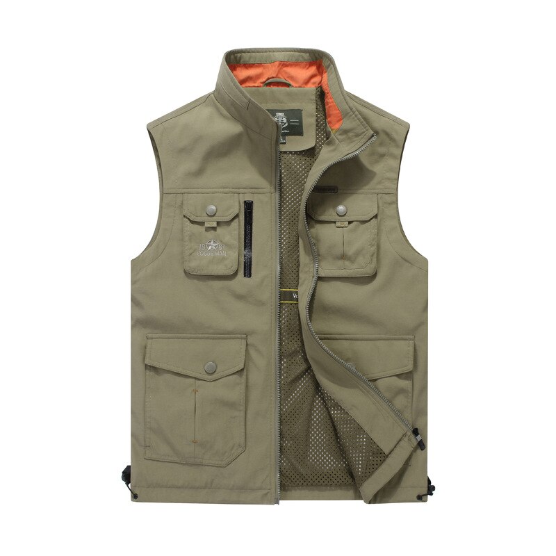 Men&#39;s Multi Pocket Fishing Vest 4XL Spring Autumn Mesh Breathable Thin Loose Leisure Waistcoat Tops Outdoor Hiking Sports Vests
