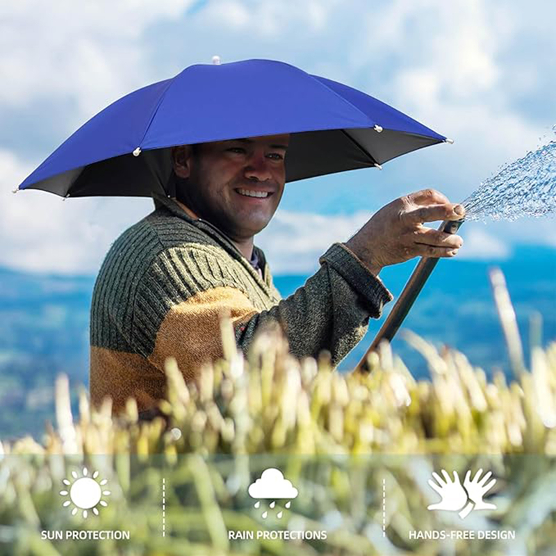 Garden Working Umbrella Hat Hand Free Head-Mounted Fishing Hats Sun Protection Umbrella Hats Outdoor Hiking Camping Sun Caps