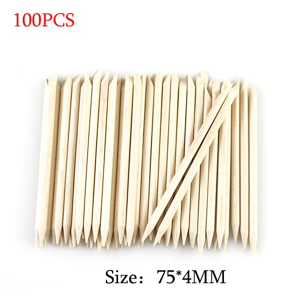 100 /50/10Pcs/Bag Wooden Cuticle Pusher Orange For Manicure Pedicure Remove Nail Art Tools Set: 4