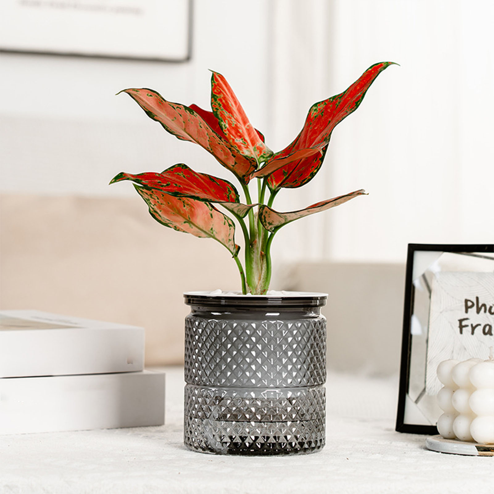 Automatischer wasserabsorbierender Blumentopf aus Kunststoff, runde Blumentöpfe für Hydrokultur-Blume, Sukkulenten-Pflanztöpfe, Garten-Blumentopf