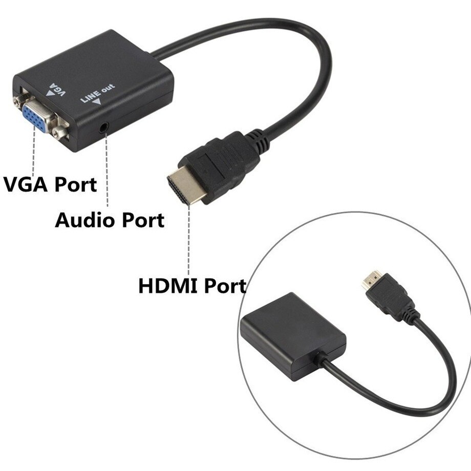 Grwibeou HDMI-kompatybilny z kabel adaptera VGA cyfrowego na analogowy wideo 1080P HDMI do VGA konwerter do projektora HDTV PC Laptop