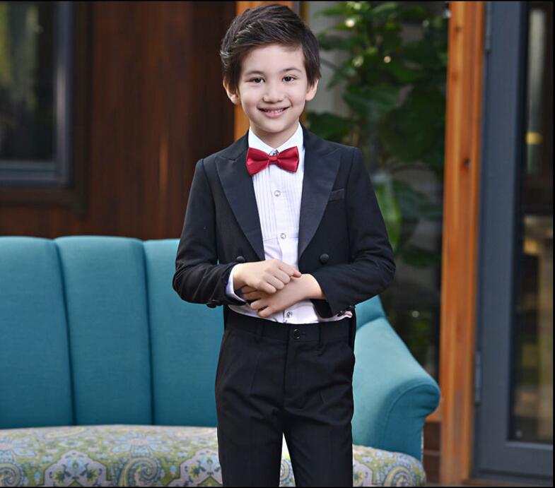 5pcs/set winter Kids Black Tuxedo Suit Boys Blazers Kids Boys Formal Suit Boys Suits for Weddings Children Gentleman Clothes