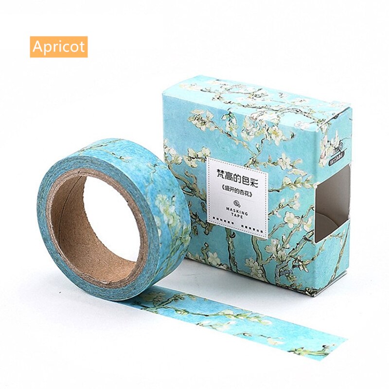 1Pcs Van Goah Schilderen Washi Tape 15Mm Starry Night Zelfklevende Decoratieve Masking Tapes Voor Journal School Office Stickers h6186: Apricot