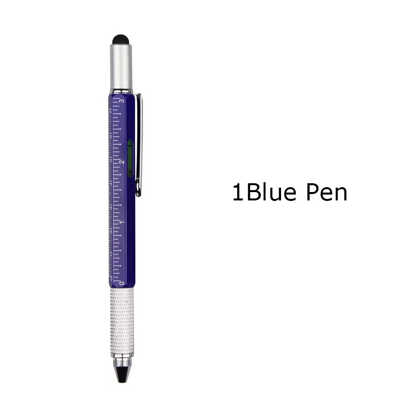 6-in-1-Multitool-Kugelschreiber руkuu Caneta 1 mm schwarze blaue Tinte Touchscreen-Eingabestift Bauwerkzeuge für Papa Ehemann Männer: green