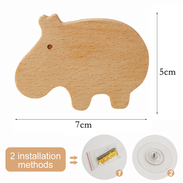 Crochets en bois d'animaux, 1 pièce, mignon, décoration de chambre, porte-clés mural, patère, porte de maison, crochet en bois, accessoires de cuisine, Gadget: kaki foncé