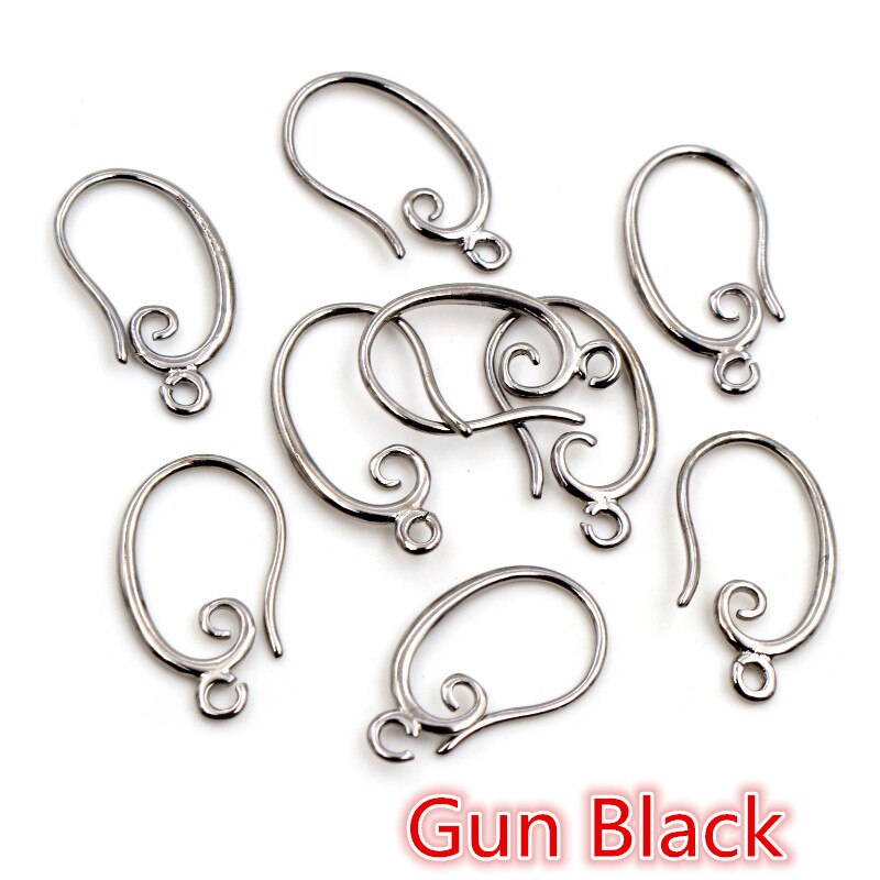 10Pcs 19X11Mm Klassieke 8 Kleuren Plated Messing Franse Earring Haken Draad Instellingen Base Instellingen hele: Gun Black