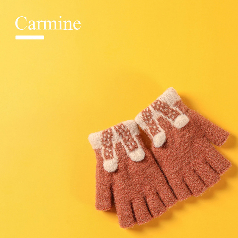 Herfst En Winter Baby Kinderen Leuke Animal Cartoon Fluwelen Warme Handschoenen Voor Jongens En Meisjes Zachte Half-Vinger Handschoenen kid 'S: Dark Yellow