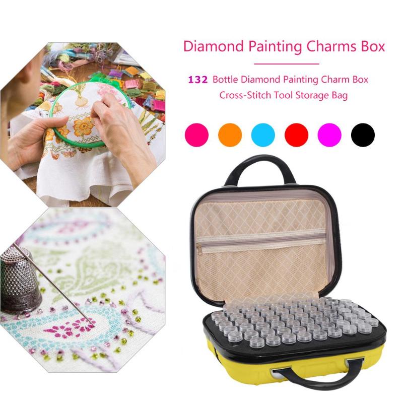 132 flasker diamantmaleri opbevaringsboks perlebeholder broderi håndtaske diamantbroderi opbevaringsboks