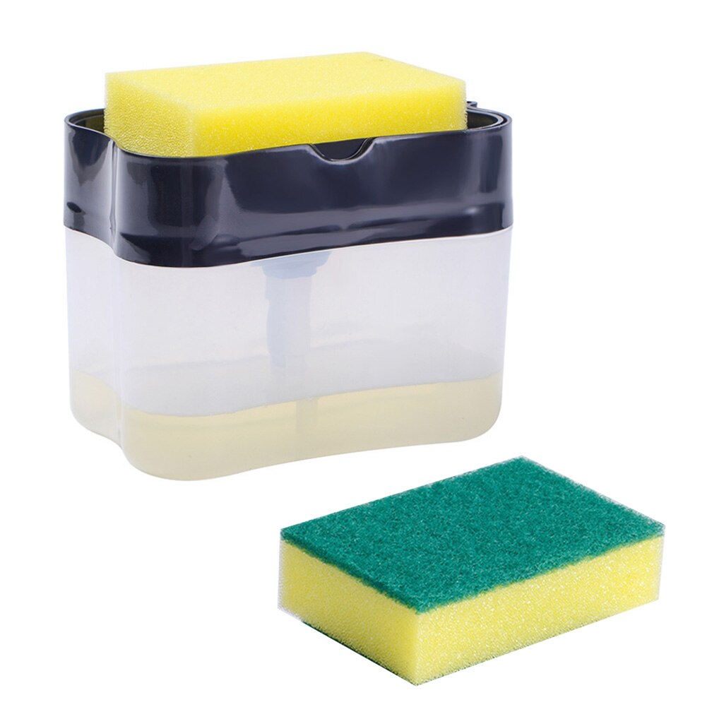 Küche Seife Spülmittel Presse Spender Container mit Reinigung Pads: Schwarz