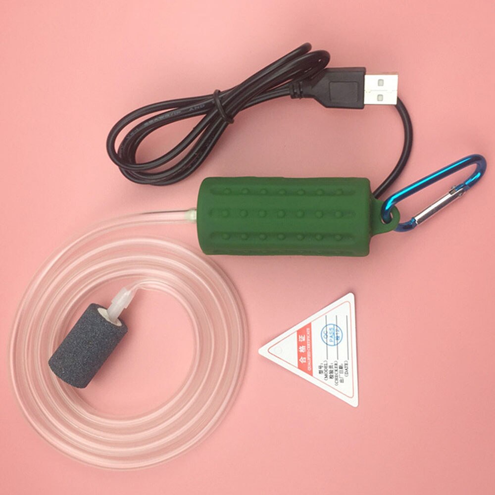 Fish Tank Oxygen Terrarium Compressor Portable Hose Energy USB Check Valve Mute For Home Store Oxygen Air Pump: Green