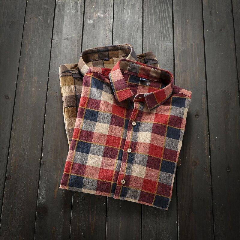 Soul of tiger stil koreansk streetwear mænd oversized plaid skjorter mænd afslappet bomuldstoppe efterår vintage tøj