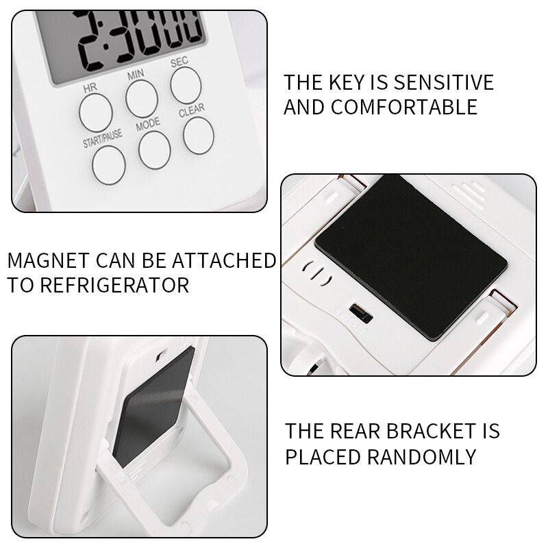 Digital Timer Count- and Count Down Time Clock AlarmClock Magnetic Backing Stand and Hanging Hole for Cooking School Gym