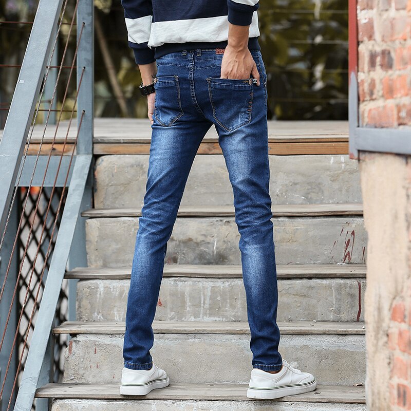 Desy feeci mærke mænd jeans slim fit skinny denim jeans elastiske straight jeans stretch bukser jeans til mænd