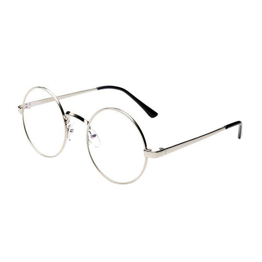 neue unisex Klassische Jahrgang Brille Rahmen Runde Objektiv Flache Myopie Optische Spiegel Einfache Metall Frauen/Männer Moto gläser rahmen 29: B