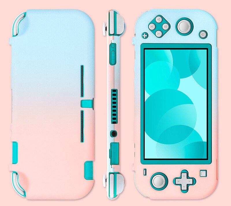 Capa protetora colorida para nintendo switch, case de proteção para nintendo switch lite, capa dura, antiderrapante, cobertura completa, acessórios para nintendo switch: Blue Pink Gradient