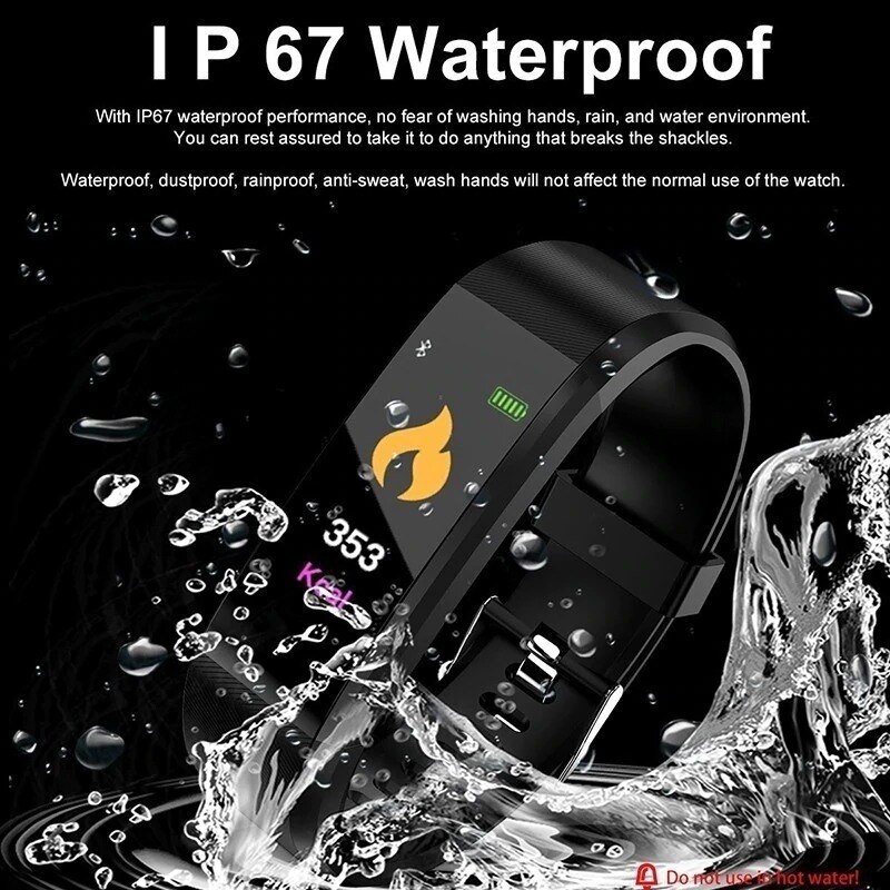 Waterproof Sport Smart Bracelet Heart Rate & Blood Pressure Monitor Fitness Watch for Android and IOS