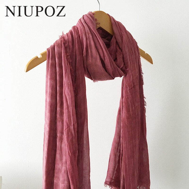 Black Red Cotton Acrylic Winter Women Scarf Men Warm Long Shawl Solid Wrinkle Scarves Ring Collar 75*180CM M255