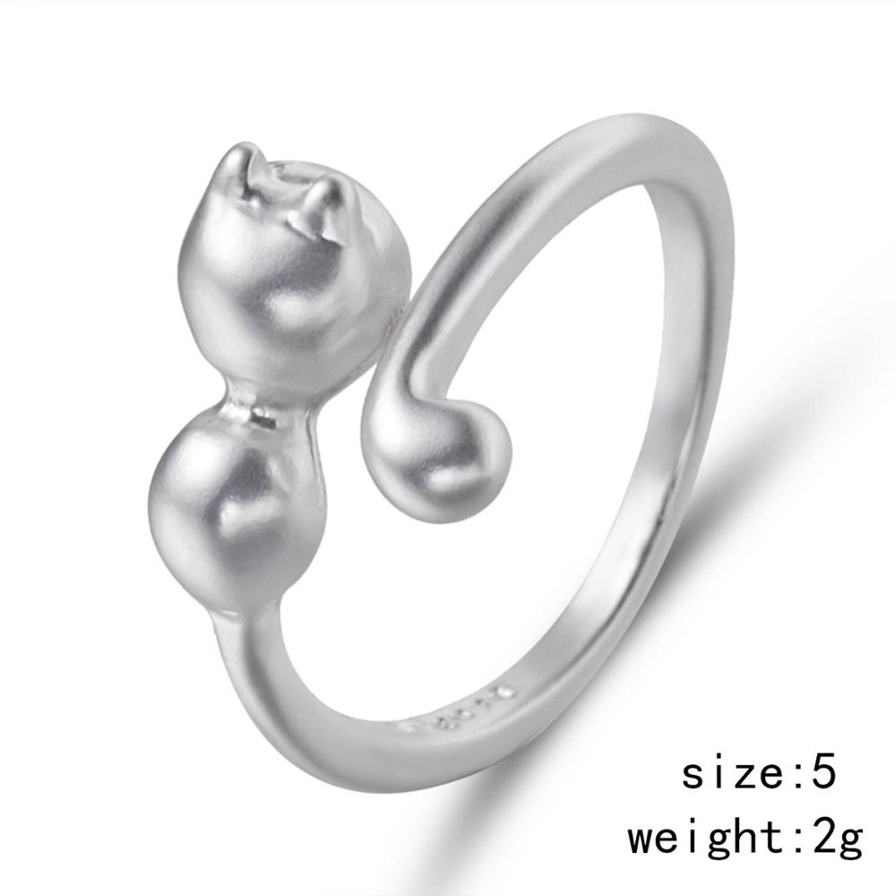 Mode Schattige Dier Opening Ring Kat Klauw Hond Poot Vrouwen Meisje Eenvoudige Sieraden Open Verstelbare Kat Oor Bruiloft vinger Ring: 3