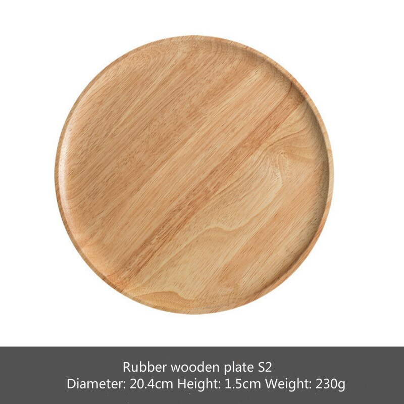 2 Japan-Style Rubber Wooden Tray Acacia Mangium Tableware Household Simple Solid Wood Disc Steak Cake Snack Healthy Wooden Dish: Rubber wooden S2