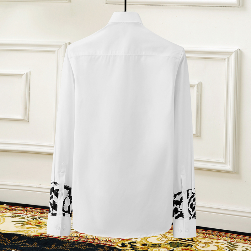 Plus size 3xl 4xl skjorta herrtryck långärmad chemise homme casual slim business manlig klänning skjortor bomull camisas