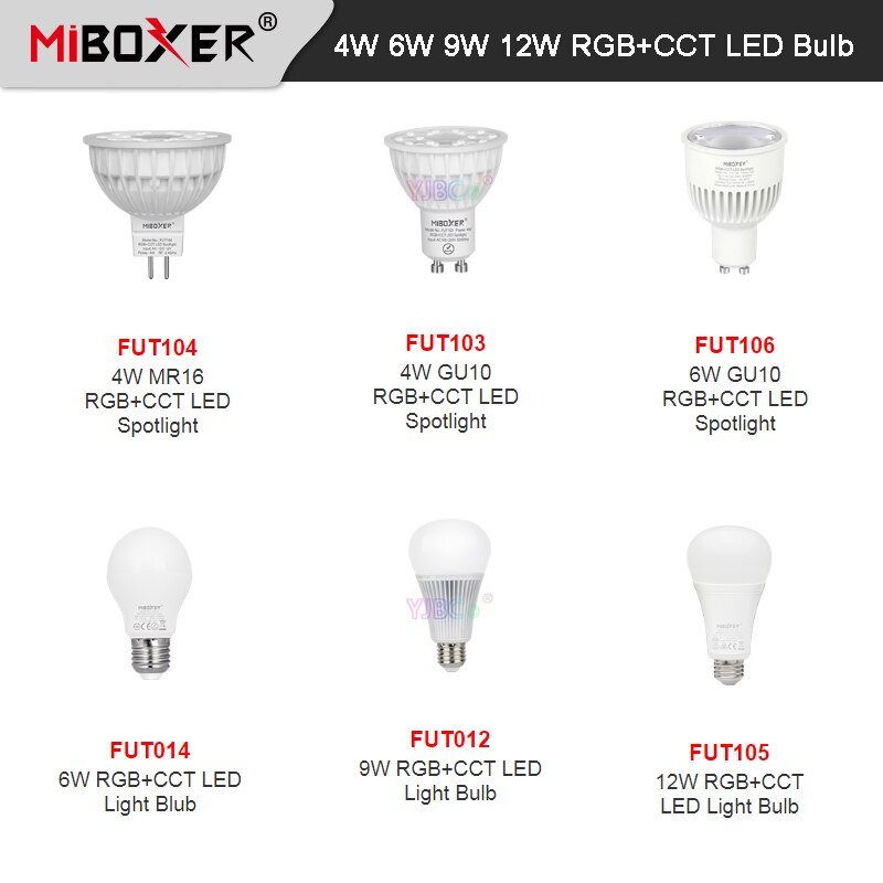Miboxer E27 GU10 MR16 4W 5W 6W 9W 12W Led Spotlight Rgb + Cct Smart licht Kamer Decoratie Blub 2.4G Remote/Telefoon App/Voice Control