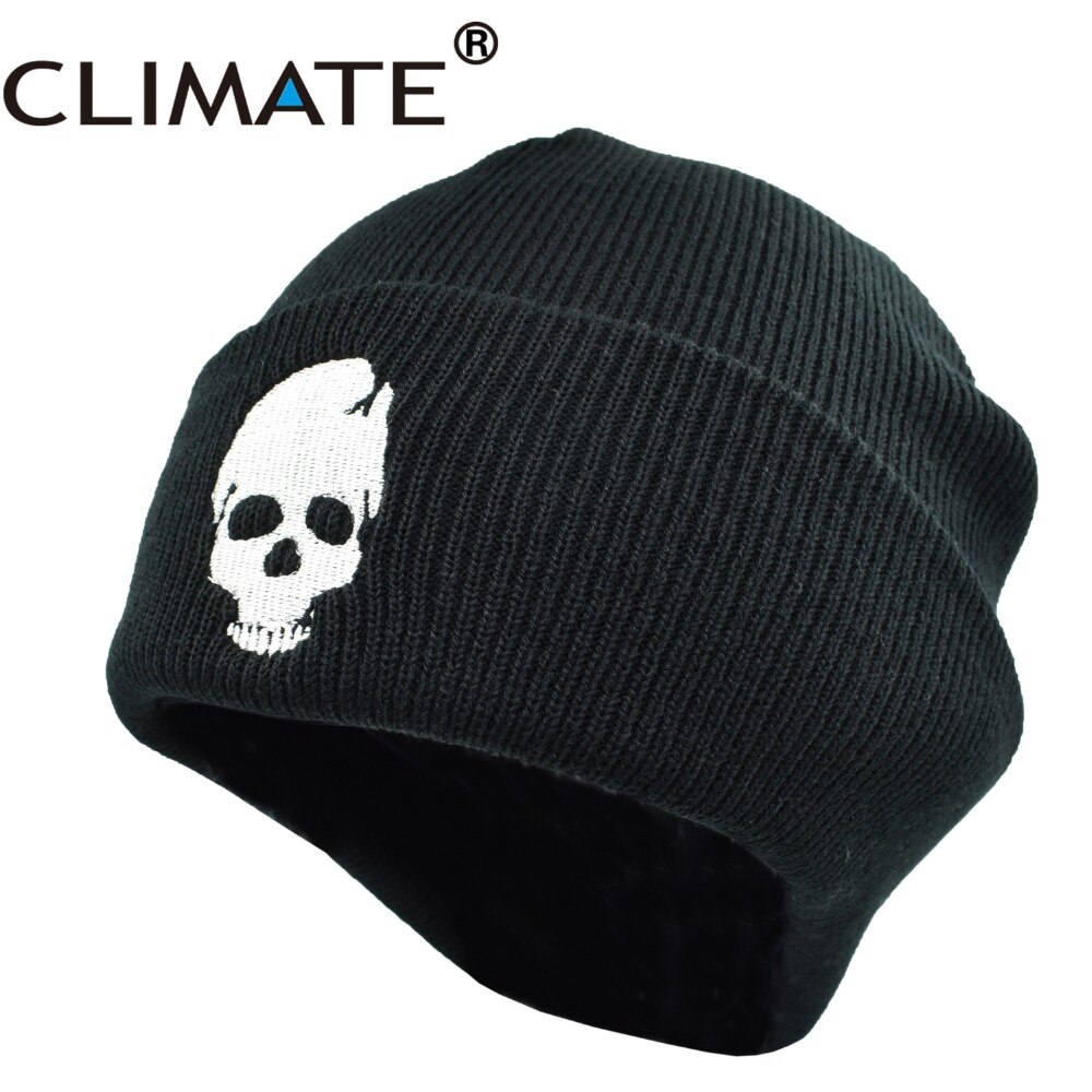 Klimaat Black Skeleton Beanie Mutsen Winter Hoed Voor Mannen Winter Warme Muts Cool Schedels Zwart Hip Hop Warme Gebreide hoed Voor Mannen