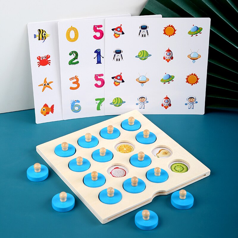 Puzzle pensiero memoria scacchi tavolo da gioco gioco giocattoli bambini Set di apprendimento precoce giocattolo educativo in legno per bambini forniture per la scuola materna