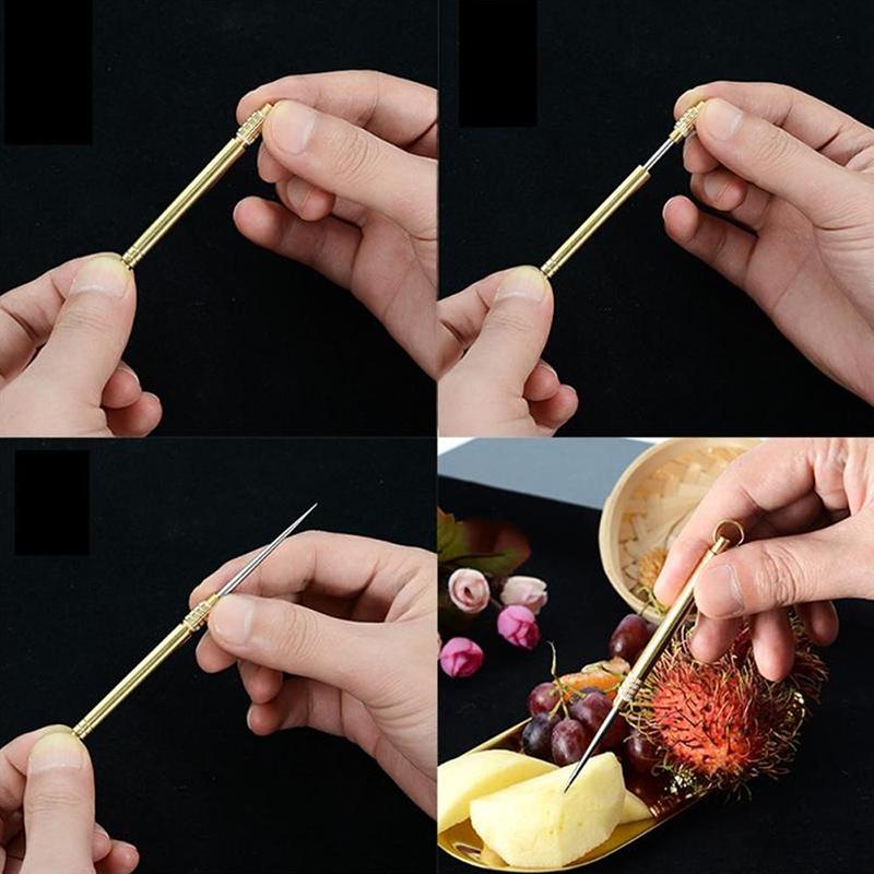 Przenośne tytanowe wykałaczki z etui, brelokiem ochronnym, wodoodporne, wielokrotnego użytku, kieszonkowe, metalowe dozowniki na wykałaczki