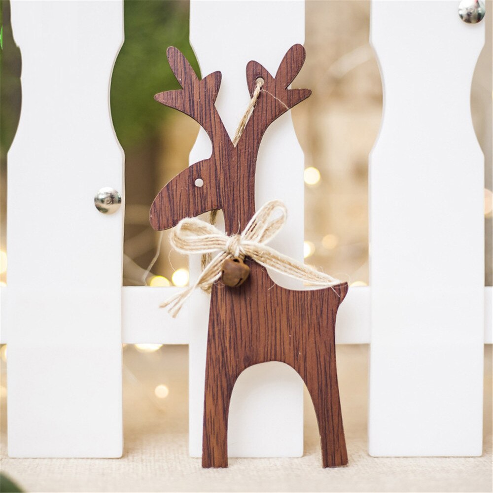 Jul hjort trä hängen prydnadsföremål för julgran diy prydnad julfest dekorationer barn hängande prydnadssaker: D